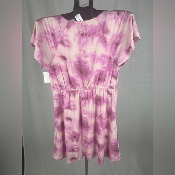 Abound Abstract Floral front tie short sleeve pink/purple dress size sma… - Picture 3 of 8